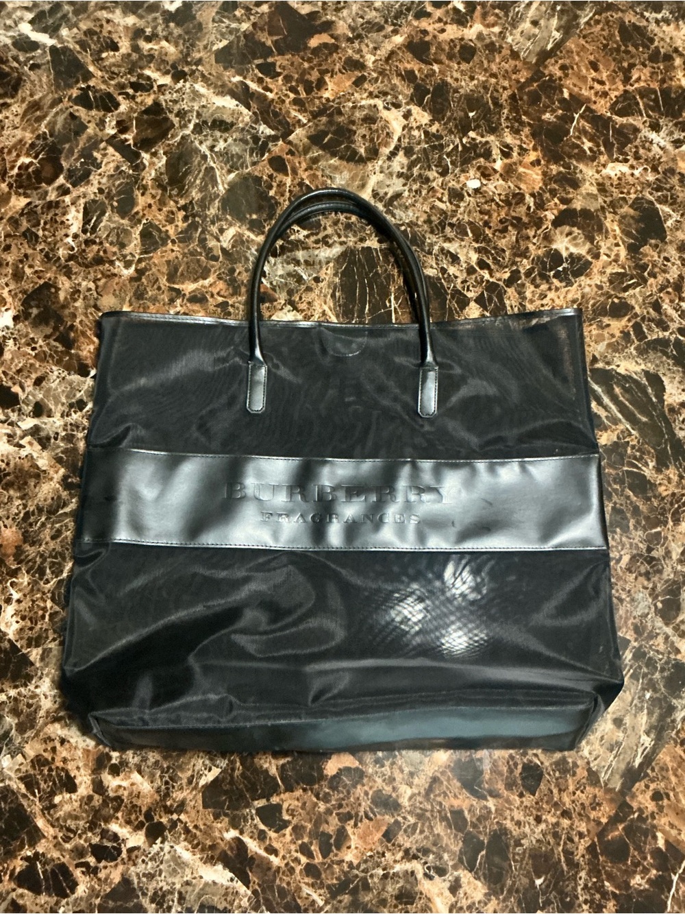 Burberry Black Nylon and Leather Trim Large Tote